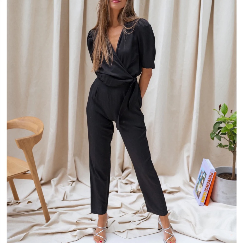 Black Wrap-Front Jumpsuit. NWT SIZE S/M
